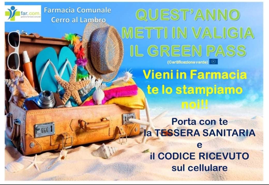 Servizio di stampa green pass – certificazione verde covid-19 presso la farmacia comunale di cerro al lambro Servizio di stampa green pass – certificazione verde covid-19 presso la farmacia comunale di cerro al lambro