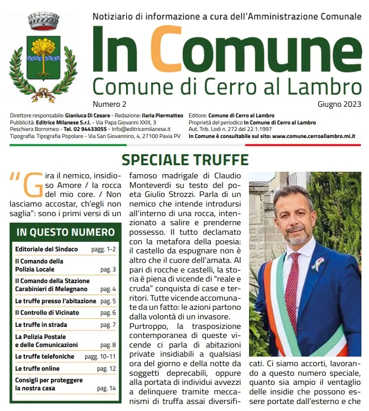 In distribuzione numero speciale sulle truffe InComune 