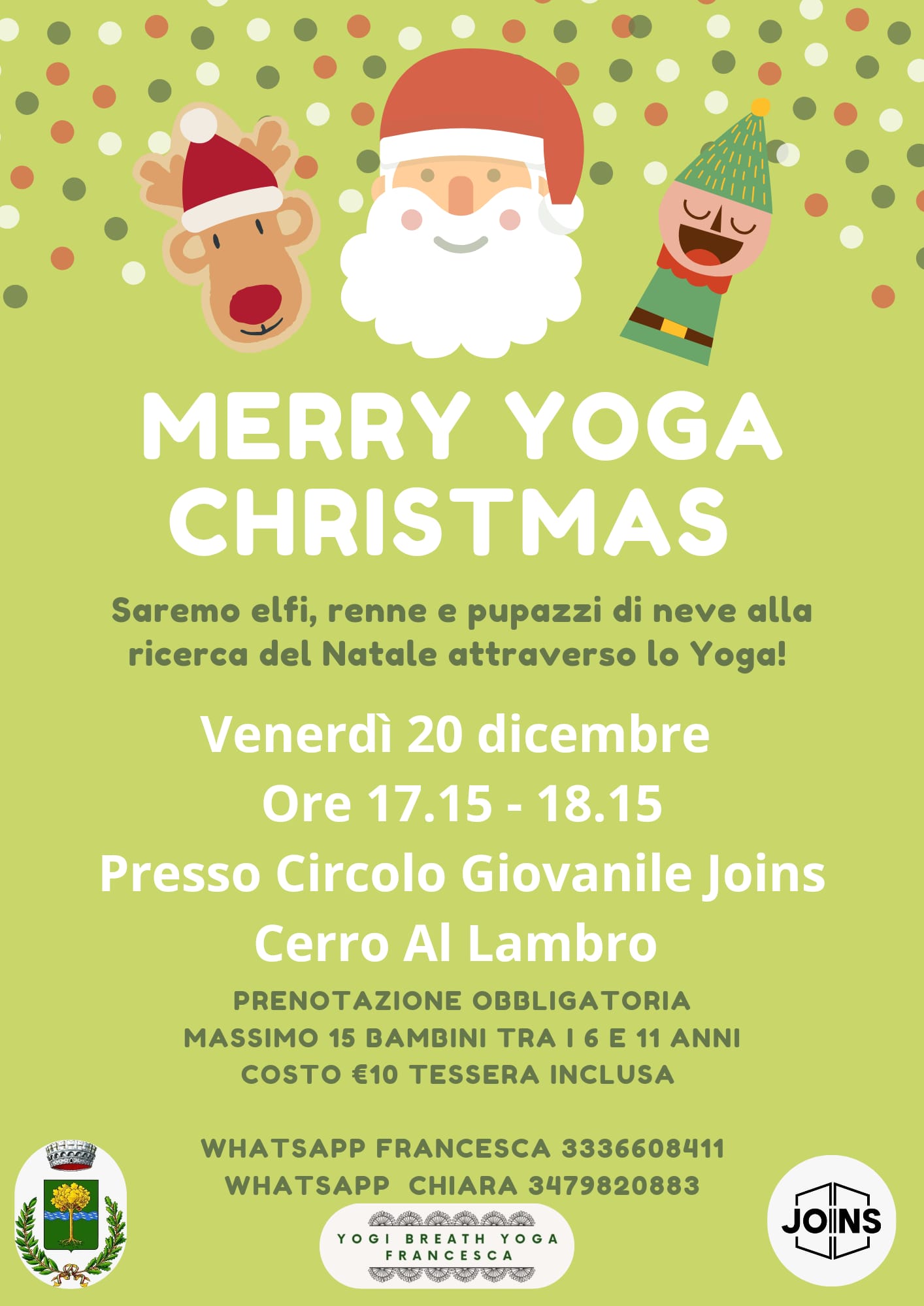 Merry Yoga Christmas bambini 6-11 anni organizzato dal Circolo Giovanile Joins