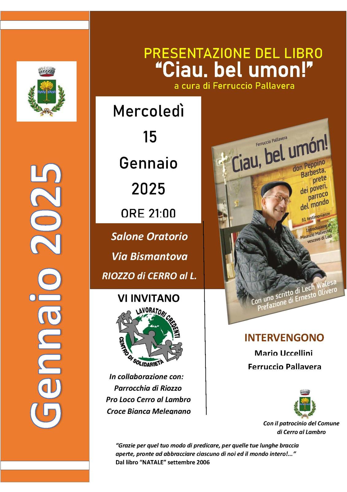 Presentazione del libro "Ciau. bel umon!" di Ferruccio Pallavera