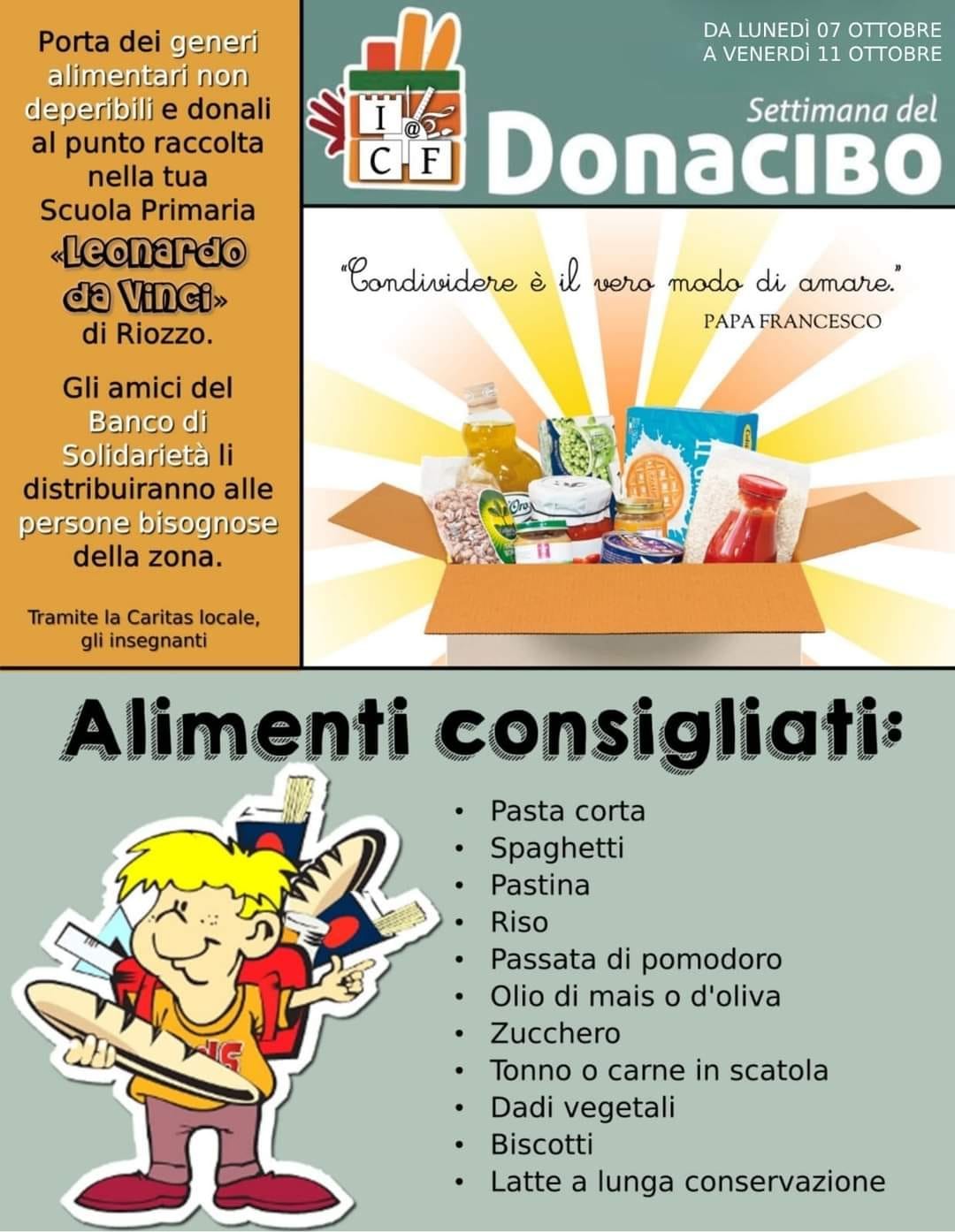 Settimana del DONACIBO dal 7/10 al 11/10