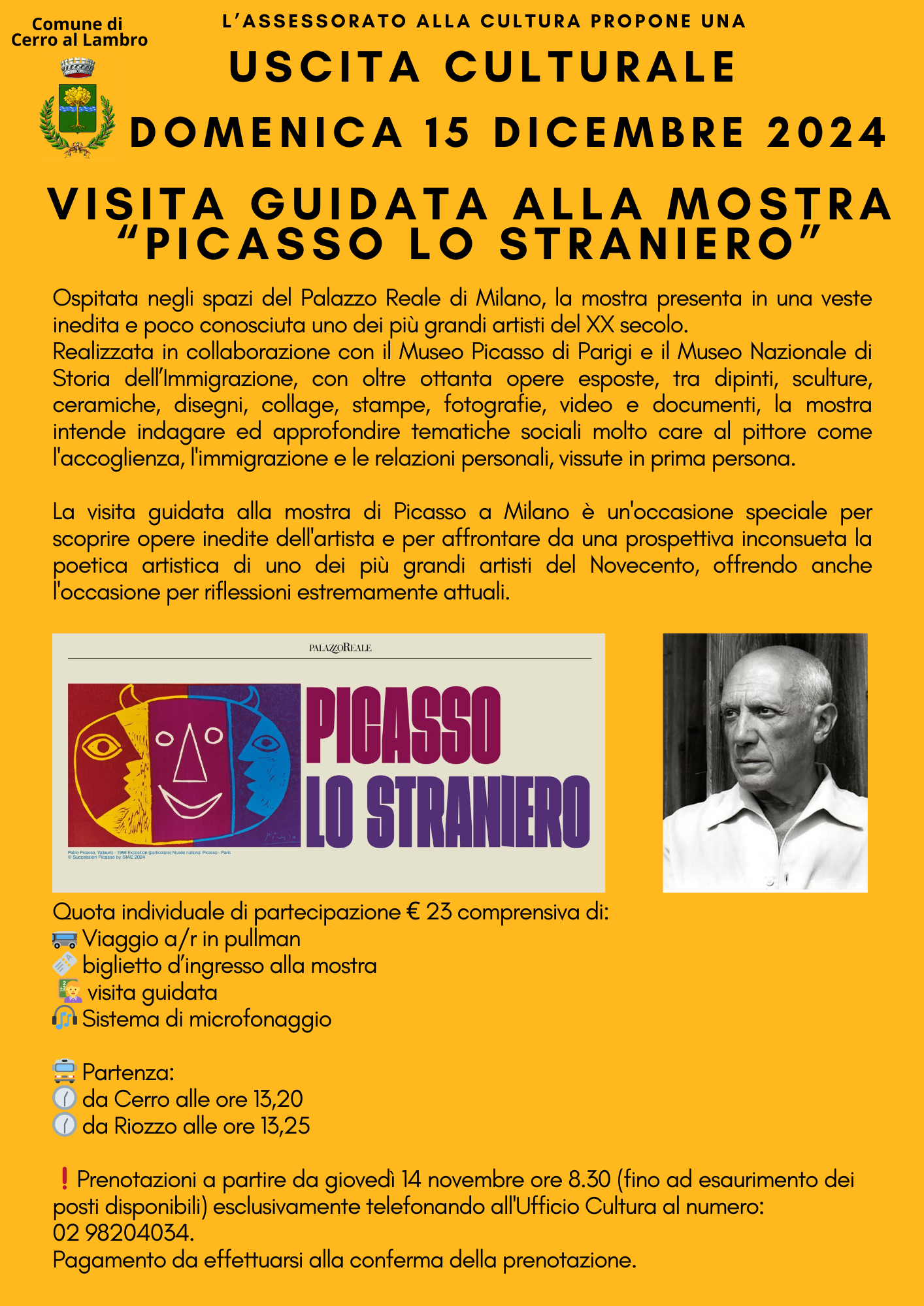 Uscita Culturale Domenica 15 dicembre - Visita Guidata alla mostra "Picasso lo straniero"