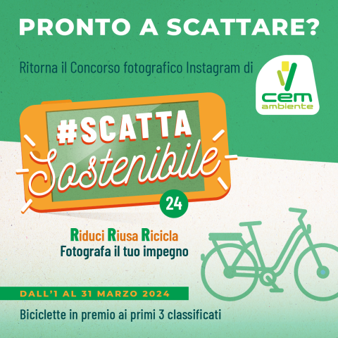 Seconda edizione per #ScattaSostenibile, il concorso Instagram a premi di CEM Ambiente. In palio tre biciclette 