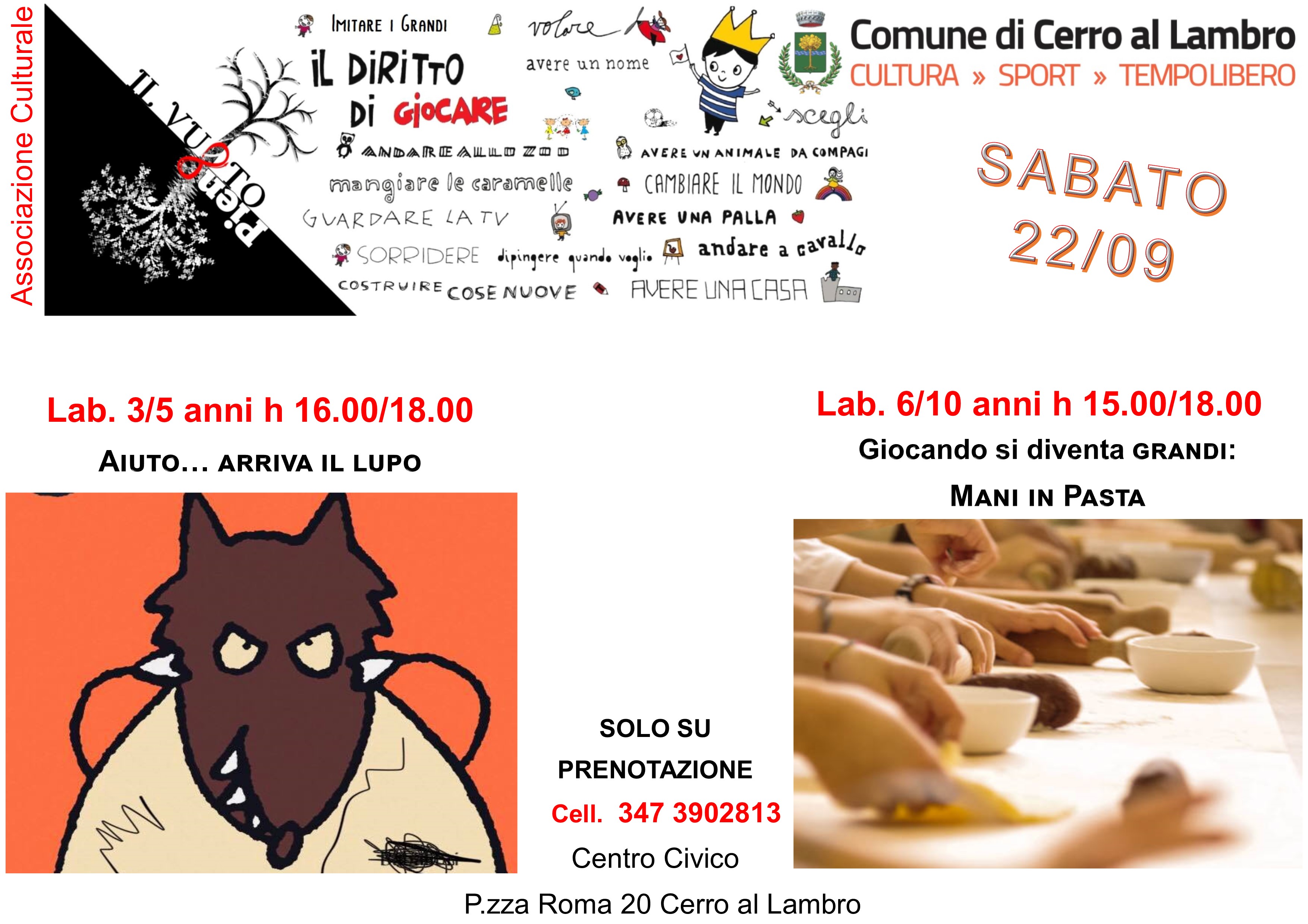 Laboratori per bambini – Sabato 22 al Centro Civico