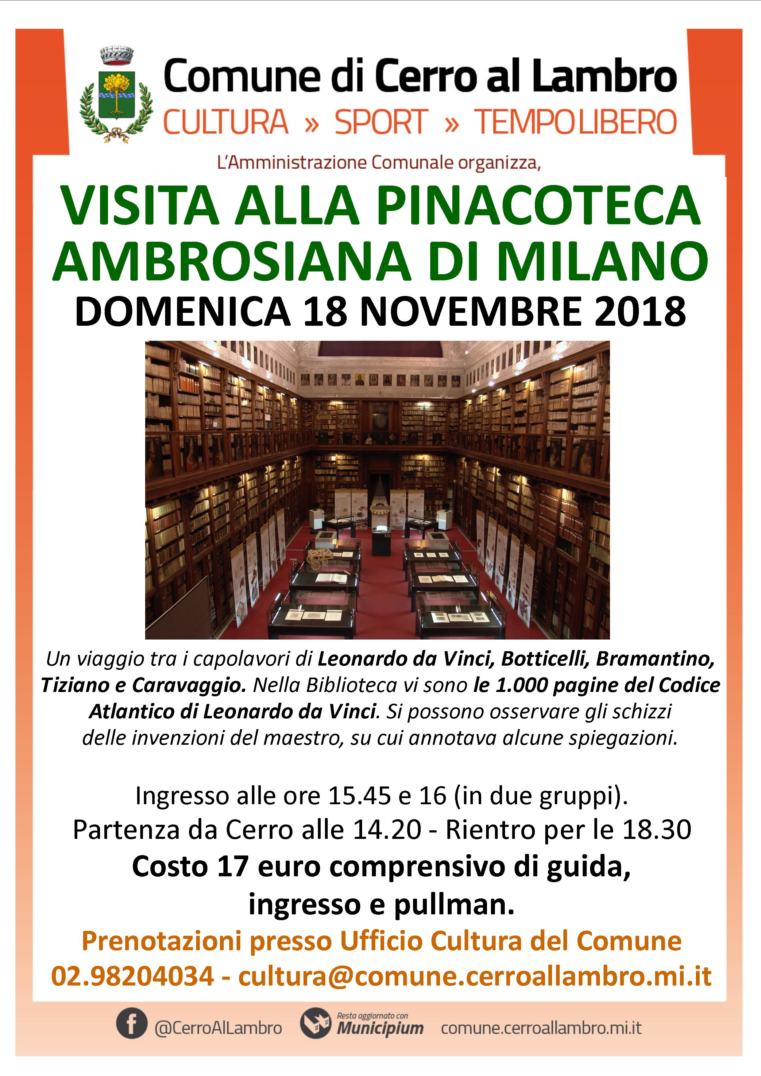 Visita alla pinacoteca ambrosiana di milano domenica 18 novembre 2018