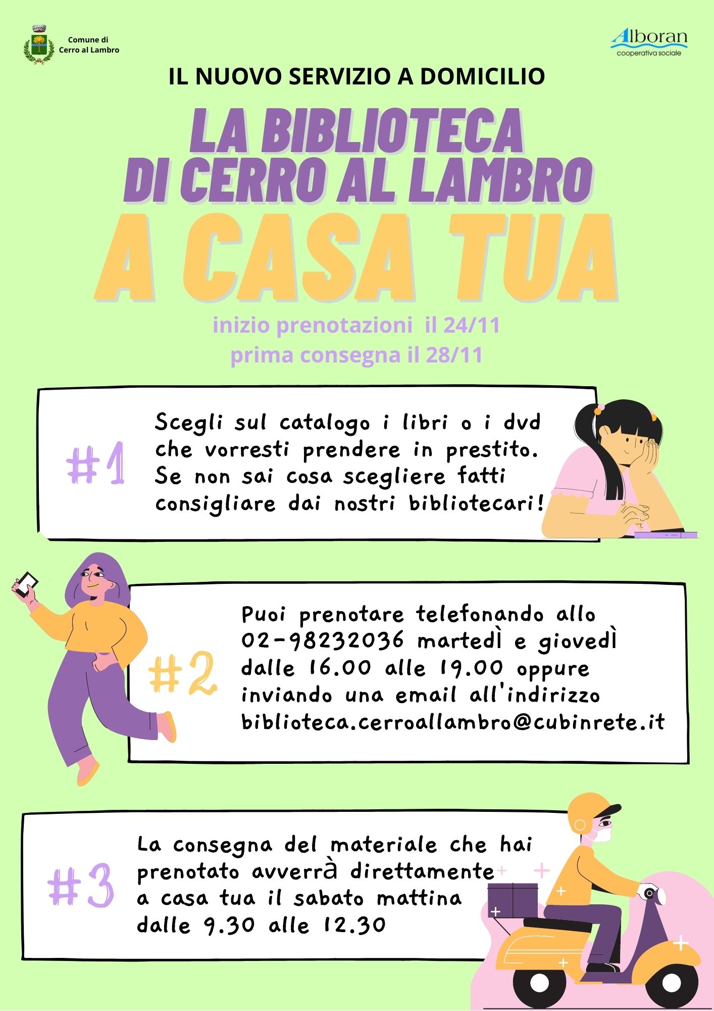 Biblioteca di cerro al lambro – nuovo servizio a domicilio